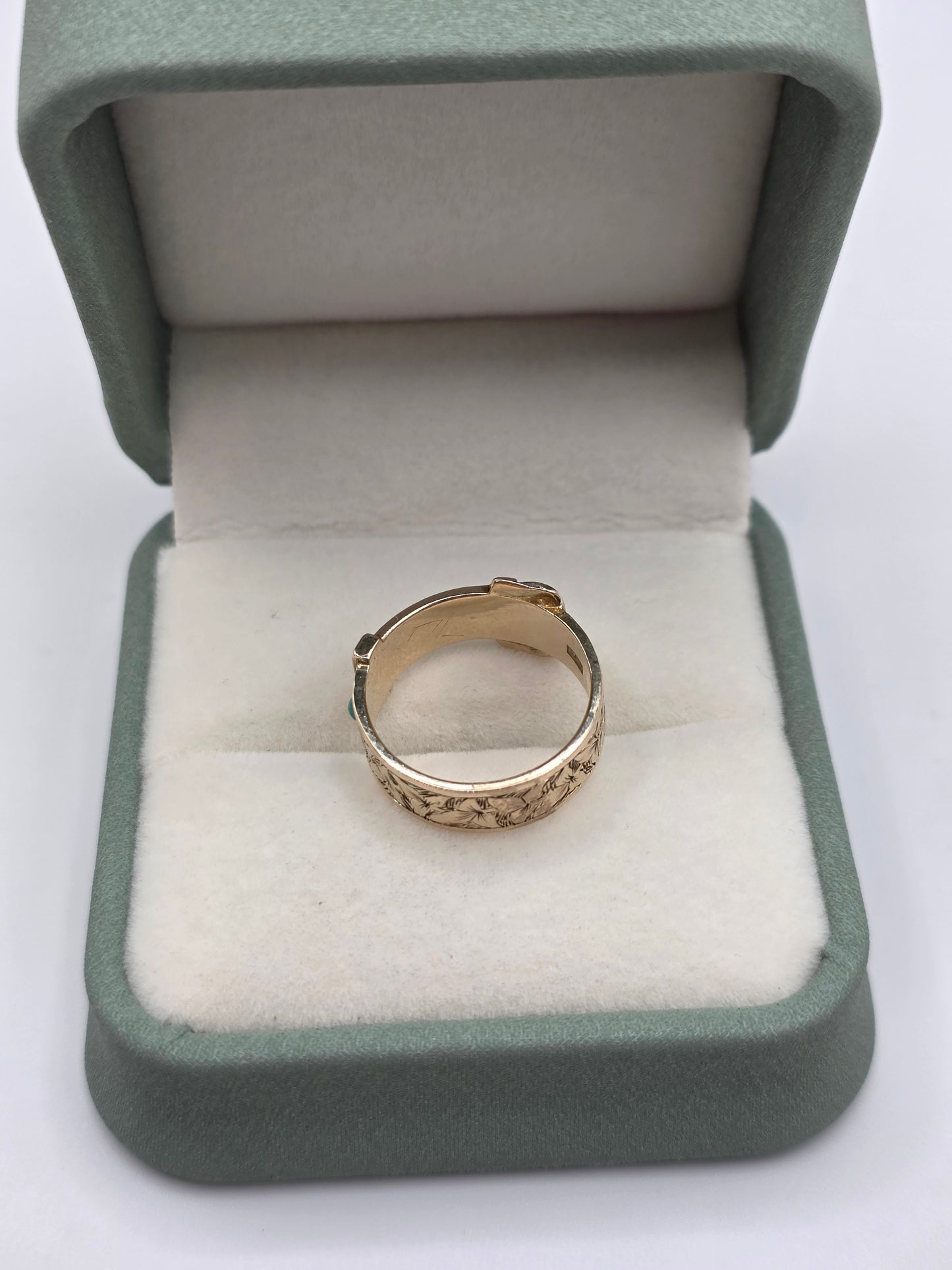 9ct gold turquoise buckle ring