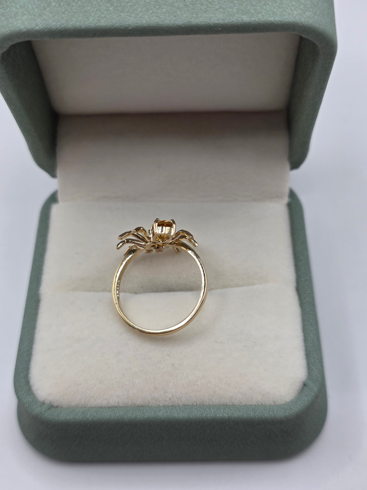 9ct gold citrine and diamond spider ring