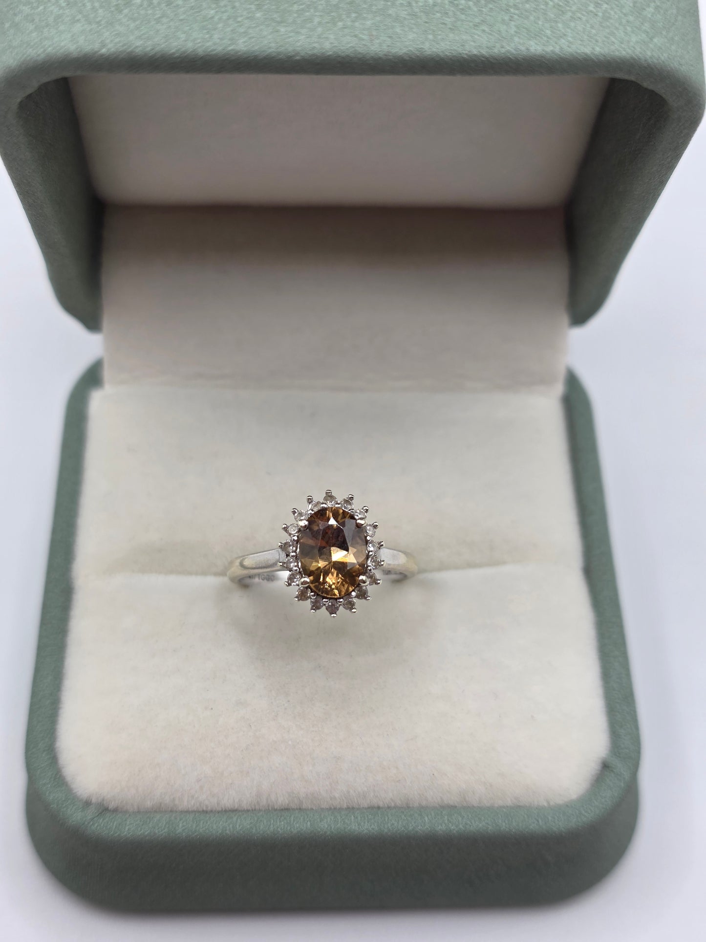 9ct white gold imperial topaz and zircon ring