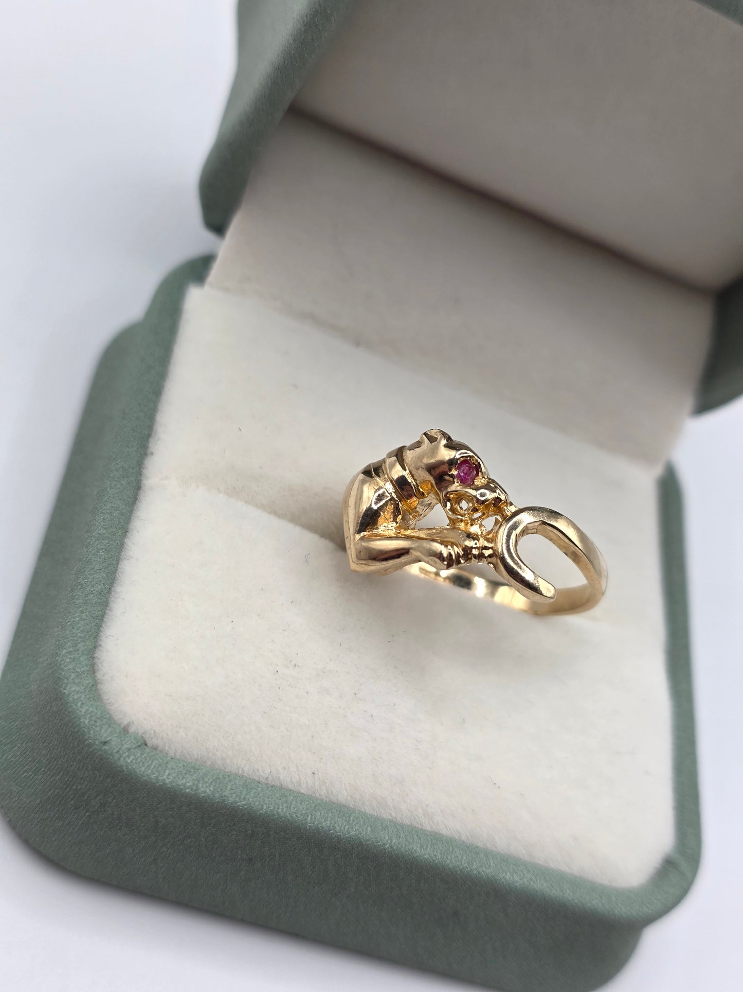 9ct gold ruby panther ring