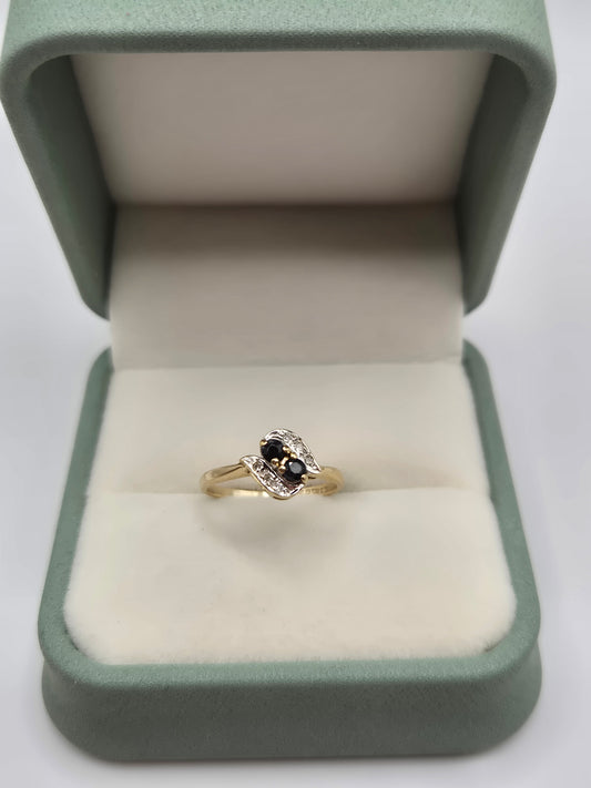 9ct gold sapphire and diamond ring