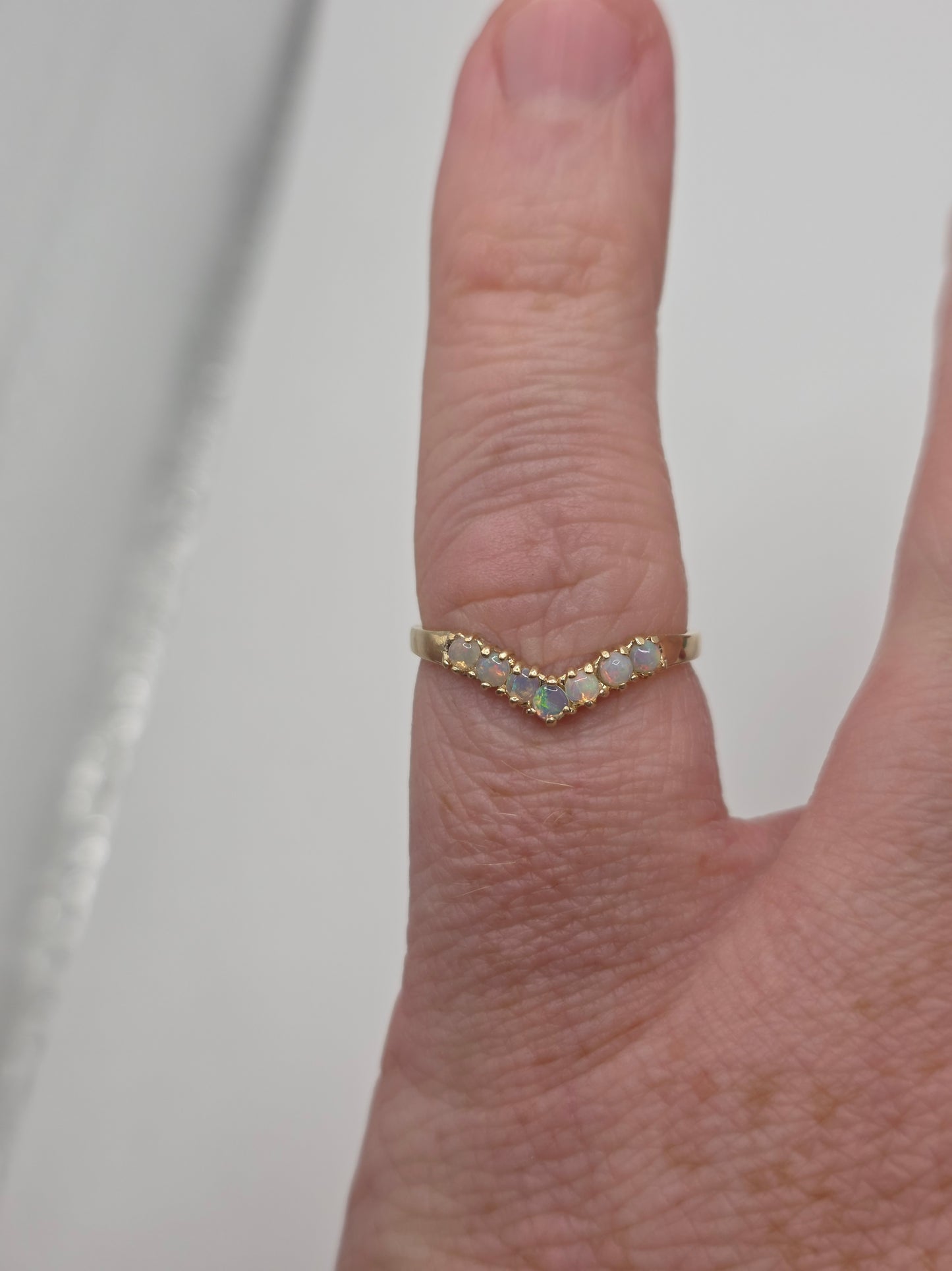 9ct gold opal wishbone ring