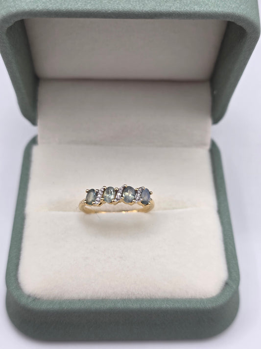 9ct gold chrysoberyl and diamond ring