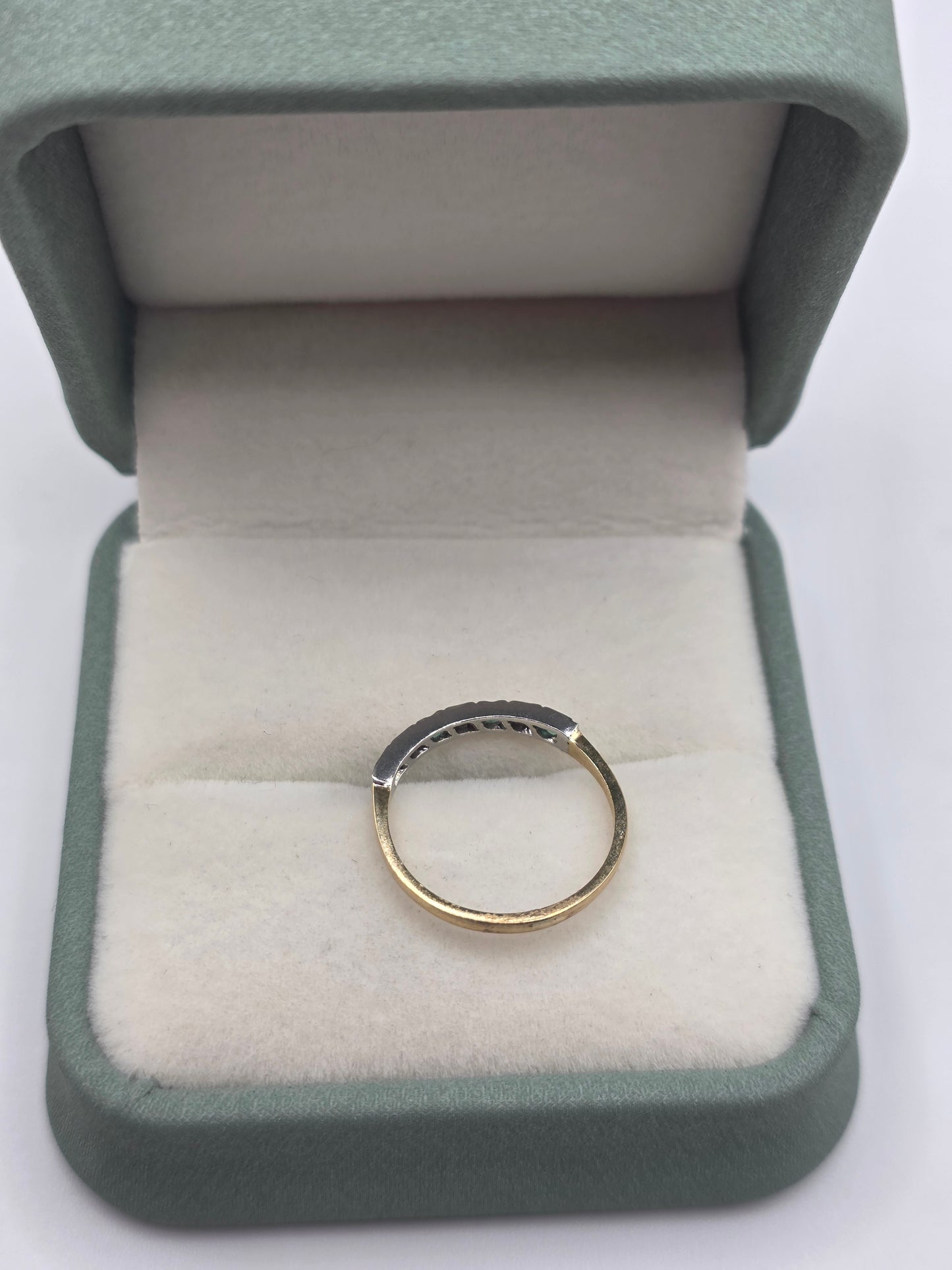 9ct gold emerald and diamond ring