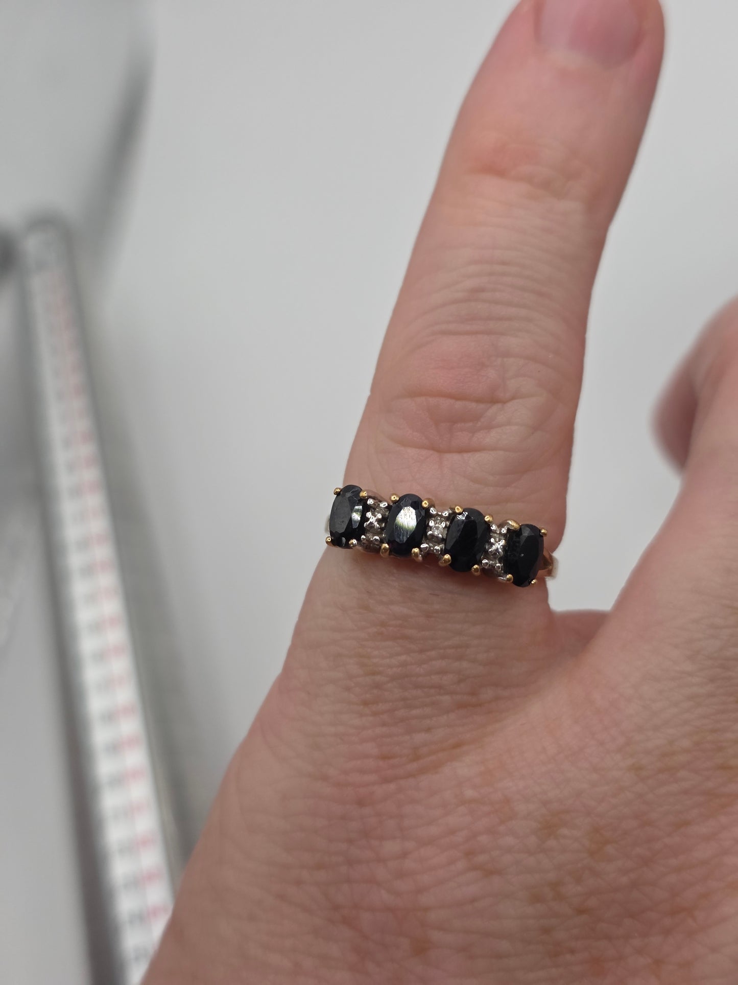 9ct gold sapphire and diamond ring