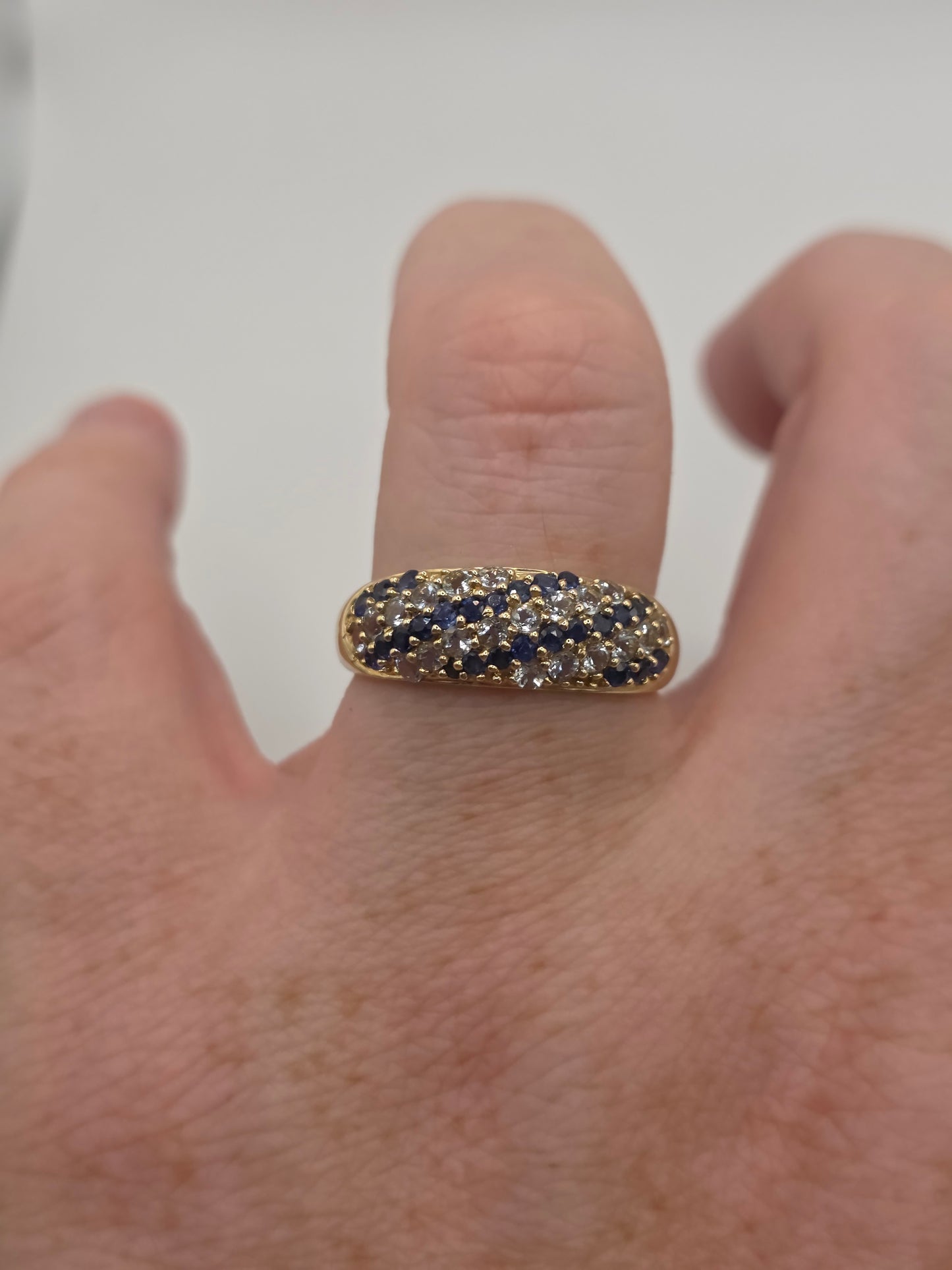 9ct gold sapphire and cz ring