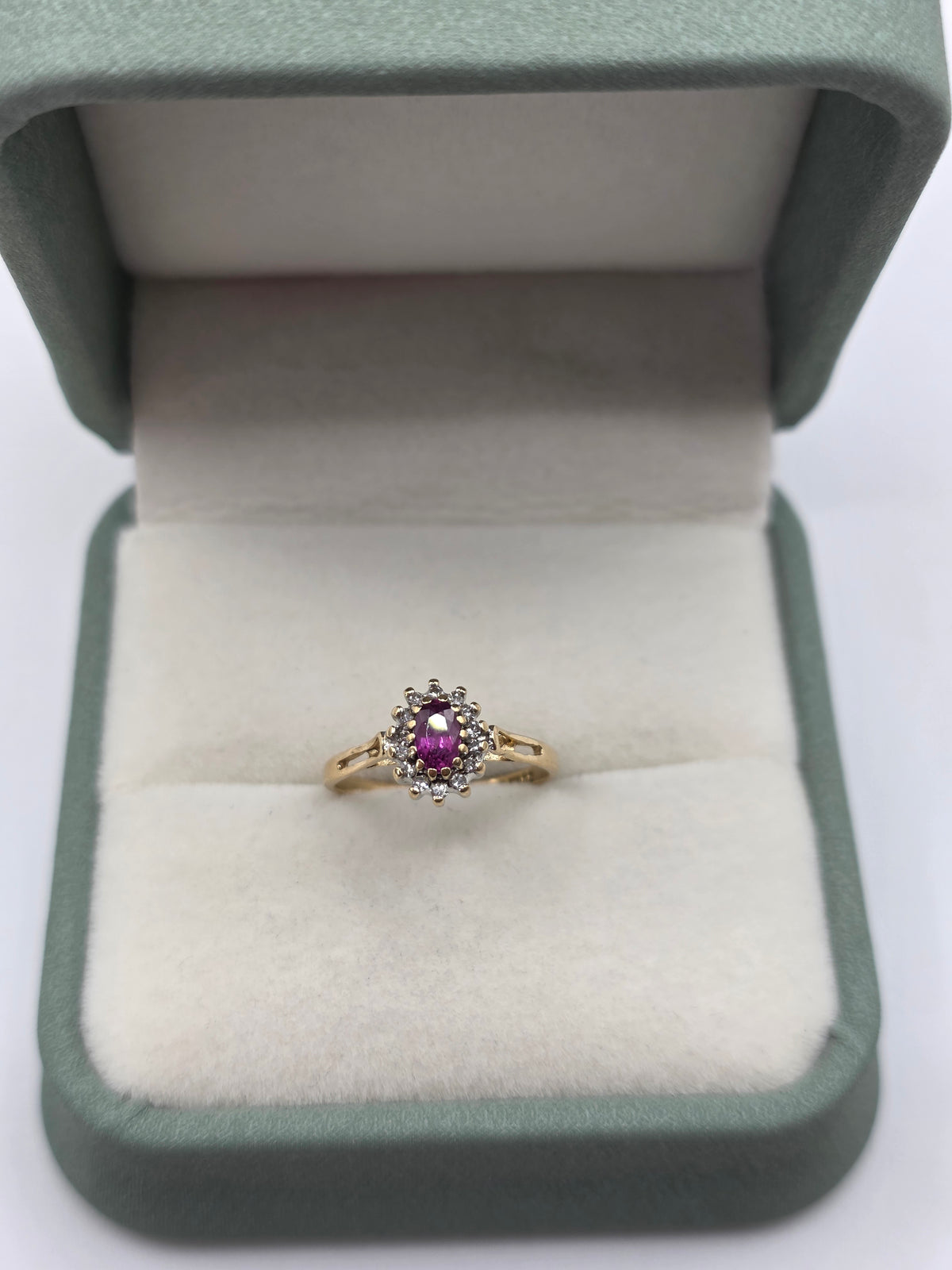 9ct gold ruby and diamond ring