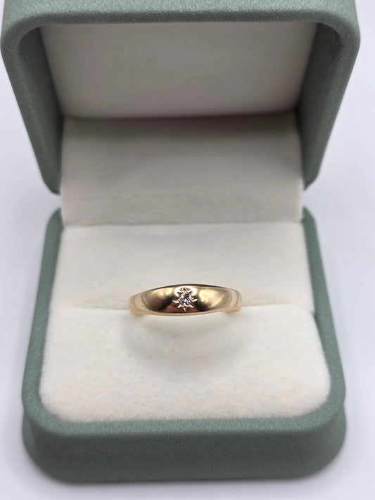 9ct gold diamond gypsy ring