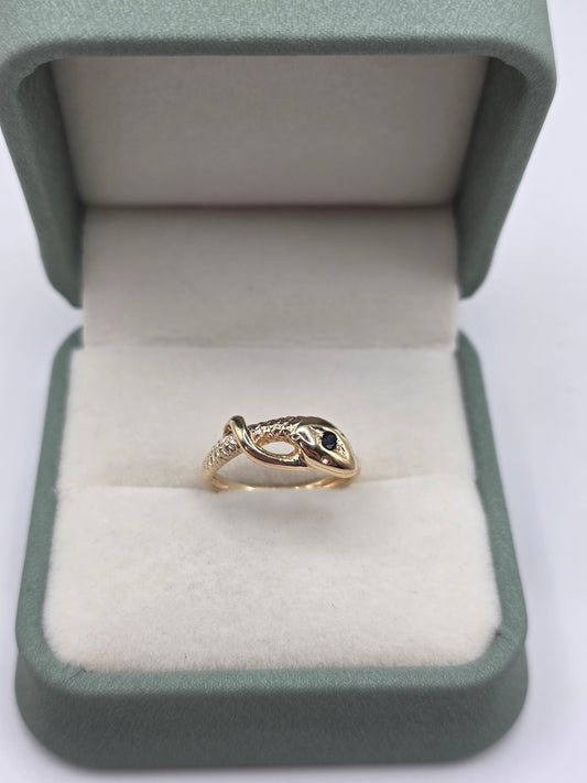 9ct gold sapphire snake ring