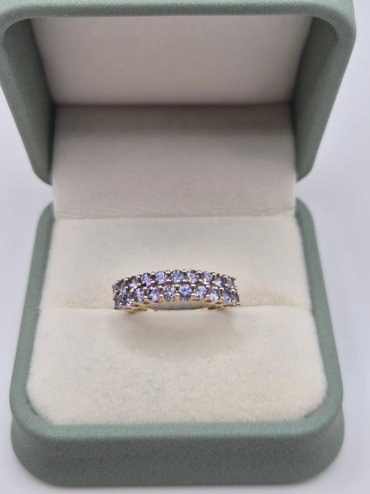9ct gold tanzanite cluster ring