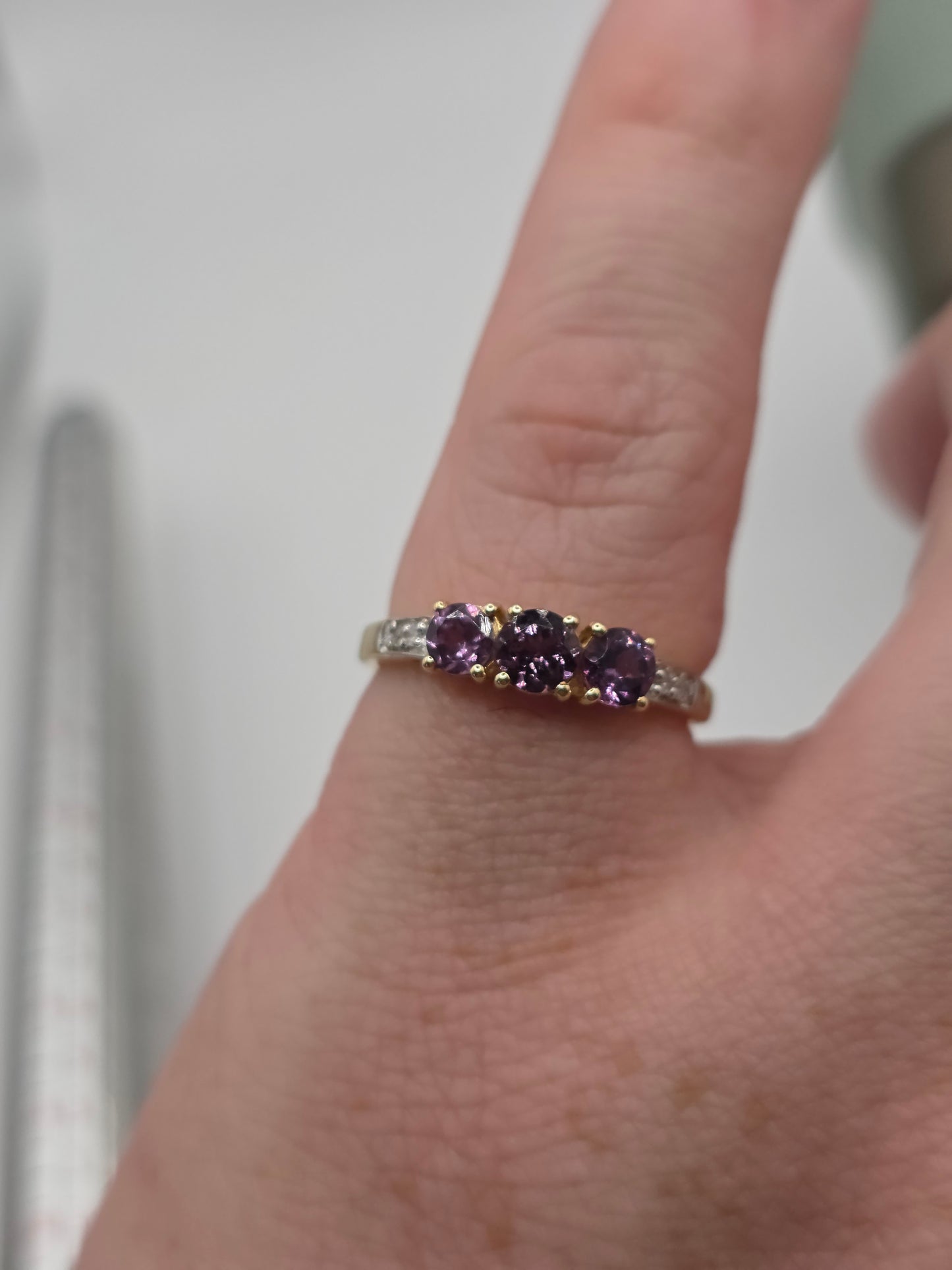 9ct gold tourmaline and diamond ring