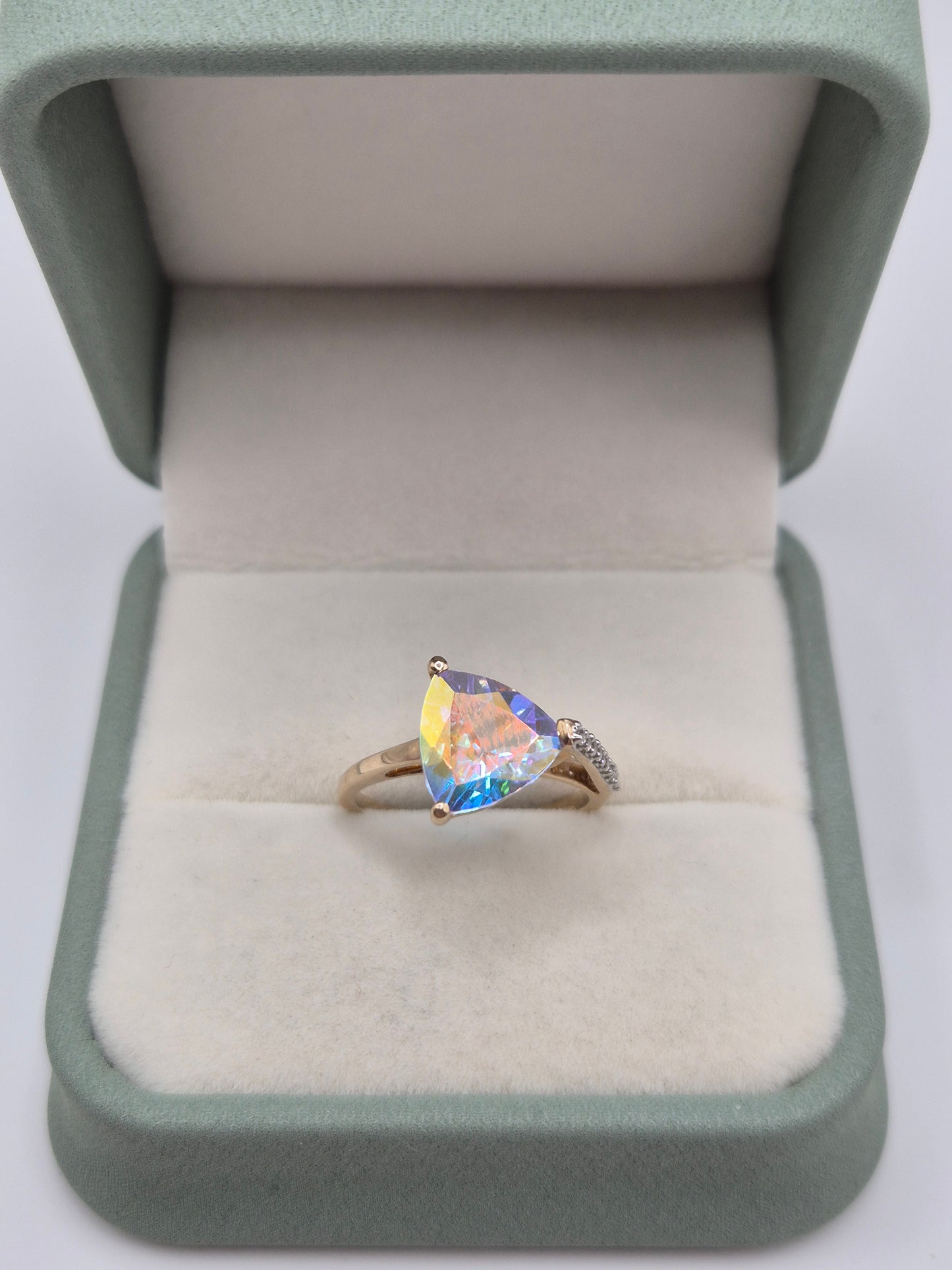 9ct gold coated topaz and white zircon ring