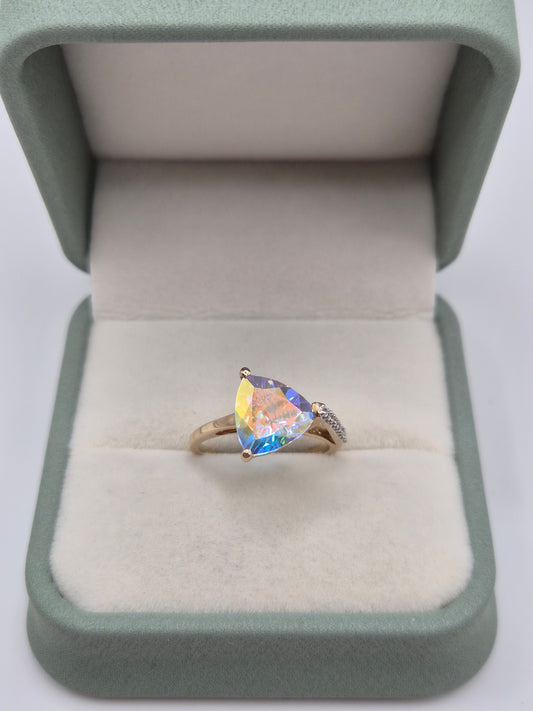 9ct gold coated topaz and white zircon ring