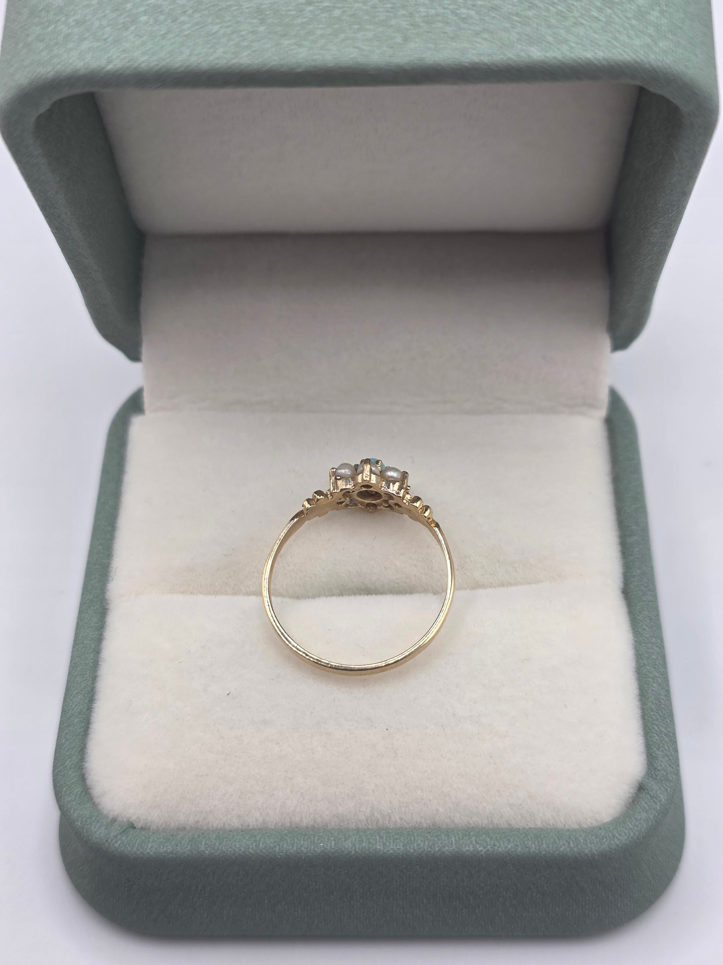 9ct gold turquoise and pearl ring