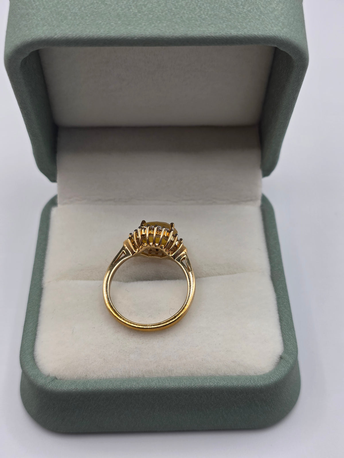 9ct gold opal and white topaz ring