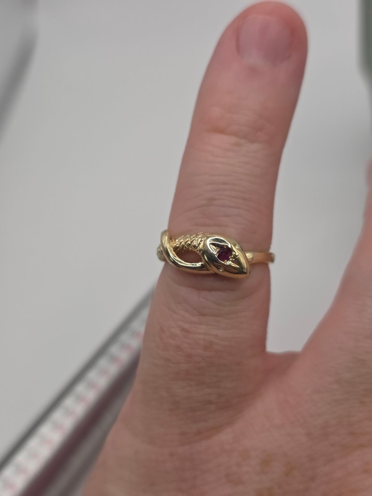 9ct gold ruby snake ring