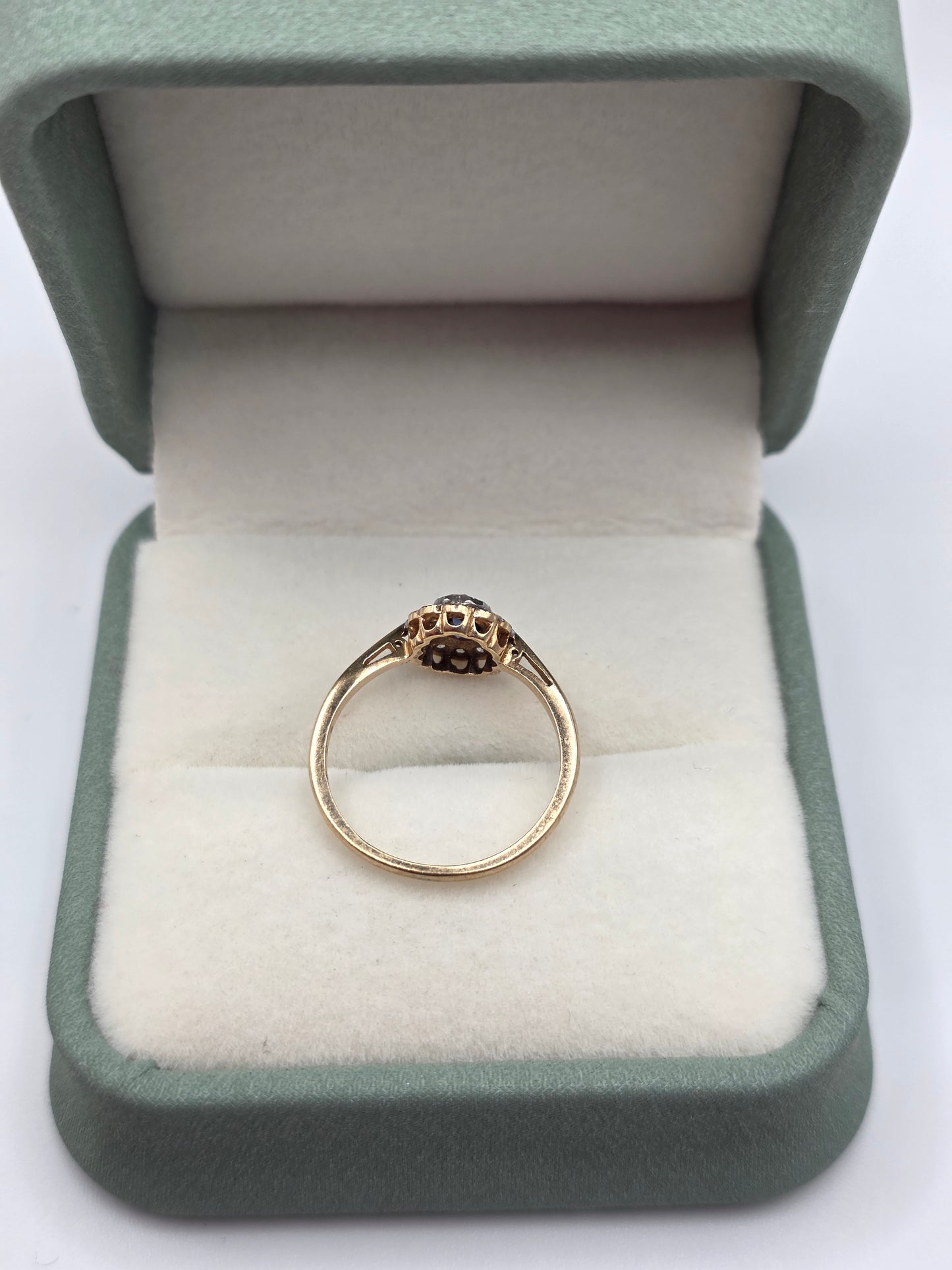 9ct gold sapphire and zircon ring