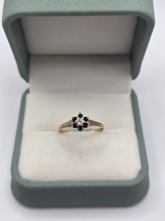 9ct gold sapphire and diamond ring