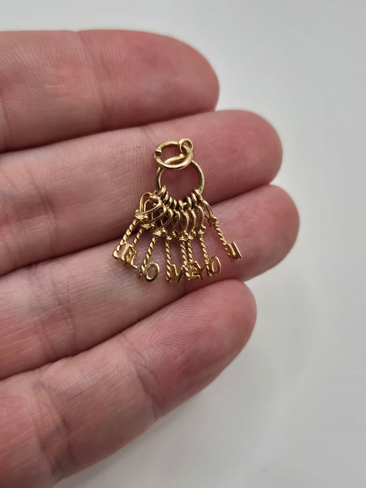 9ct gold "I love you" keys Charm