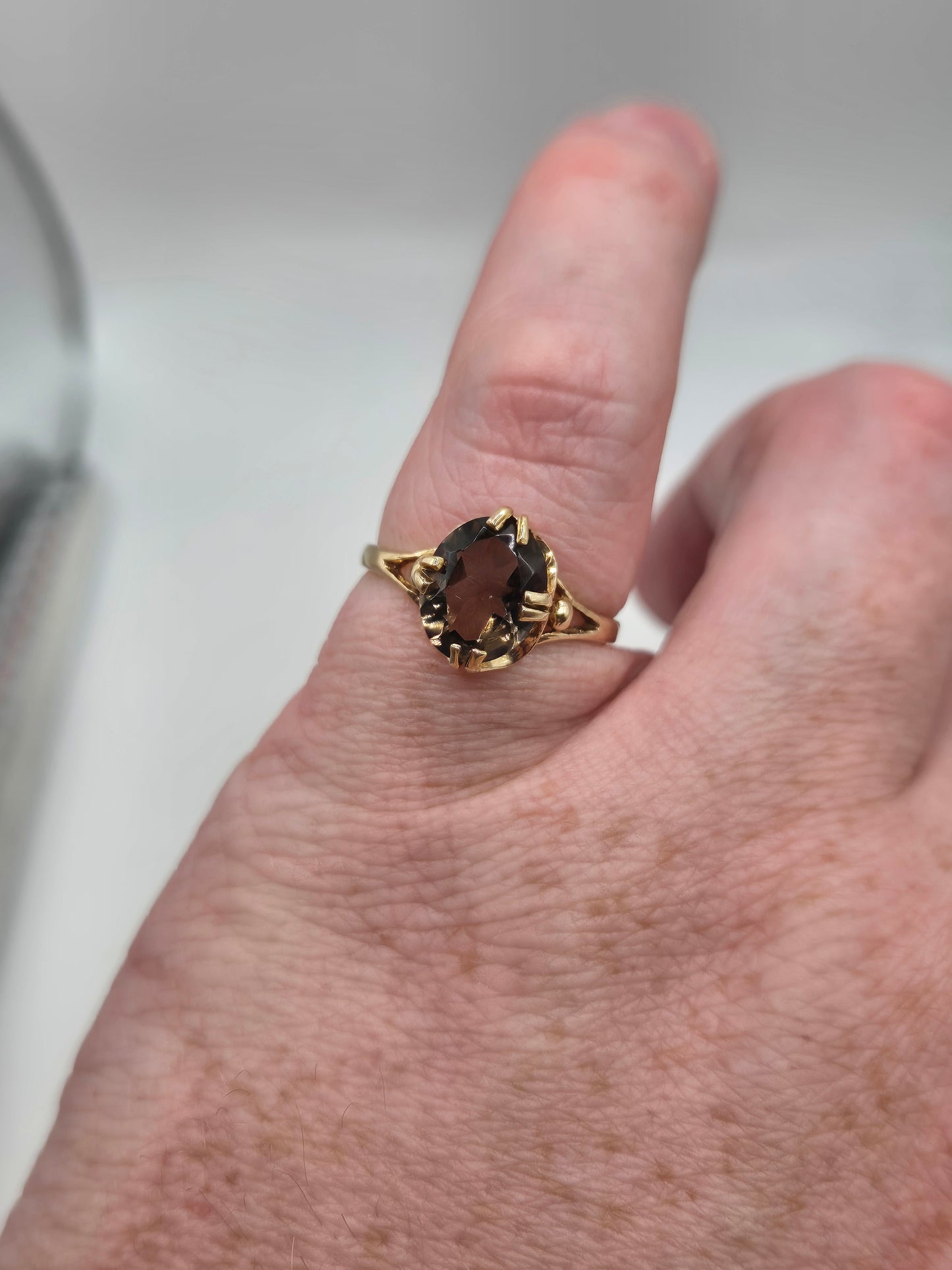 9ct gold smokey quartz ring