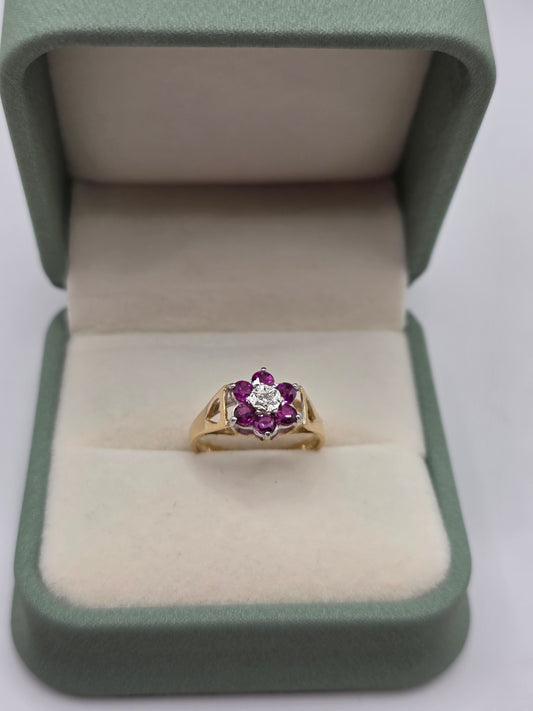 9ct gold Ruby and diamond ring