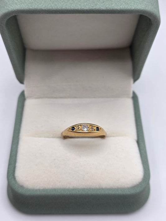 9ct gold sapphire and diamond gypsy ring