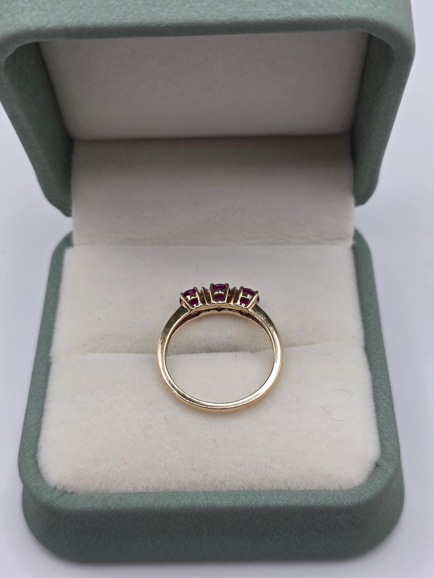 9ct gold ruby and white zircon ring
