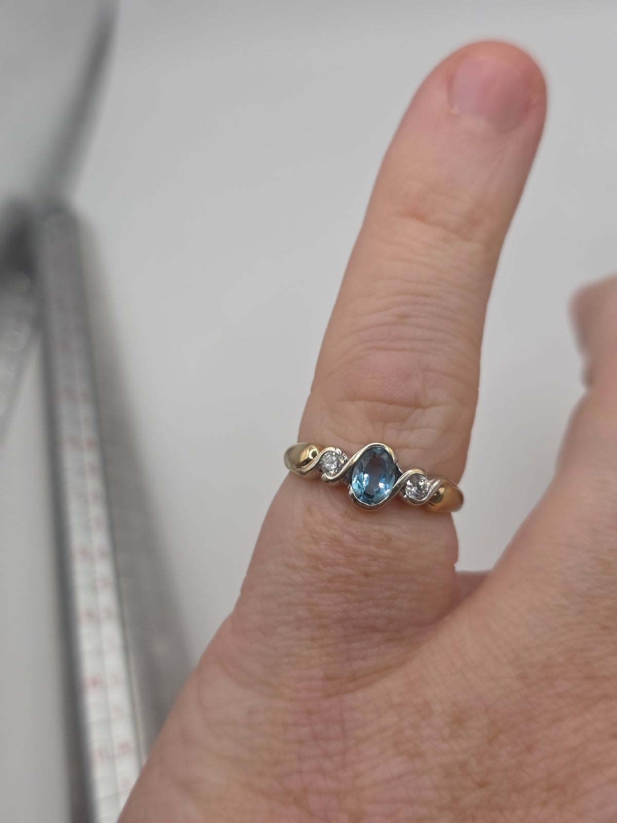 9ct two tone gold topaz and zircon ring