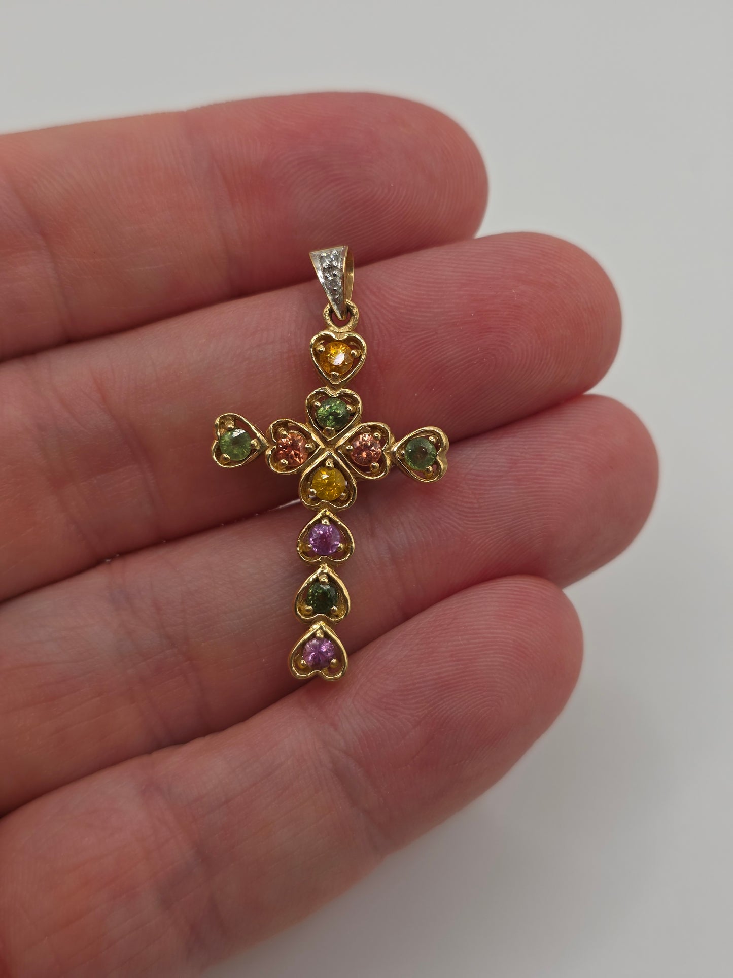 9ct gold sapphire cross pendant