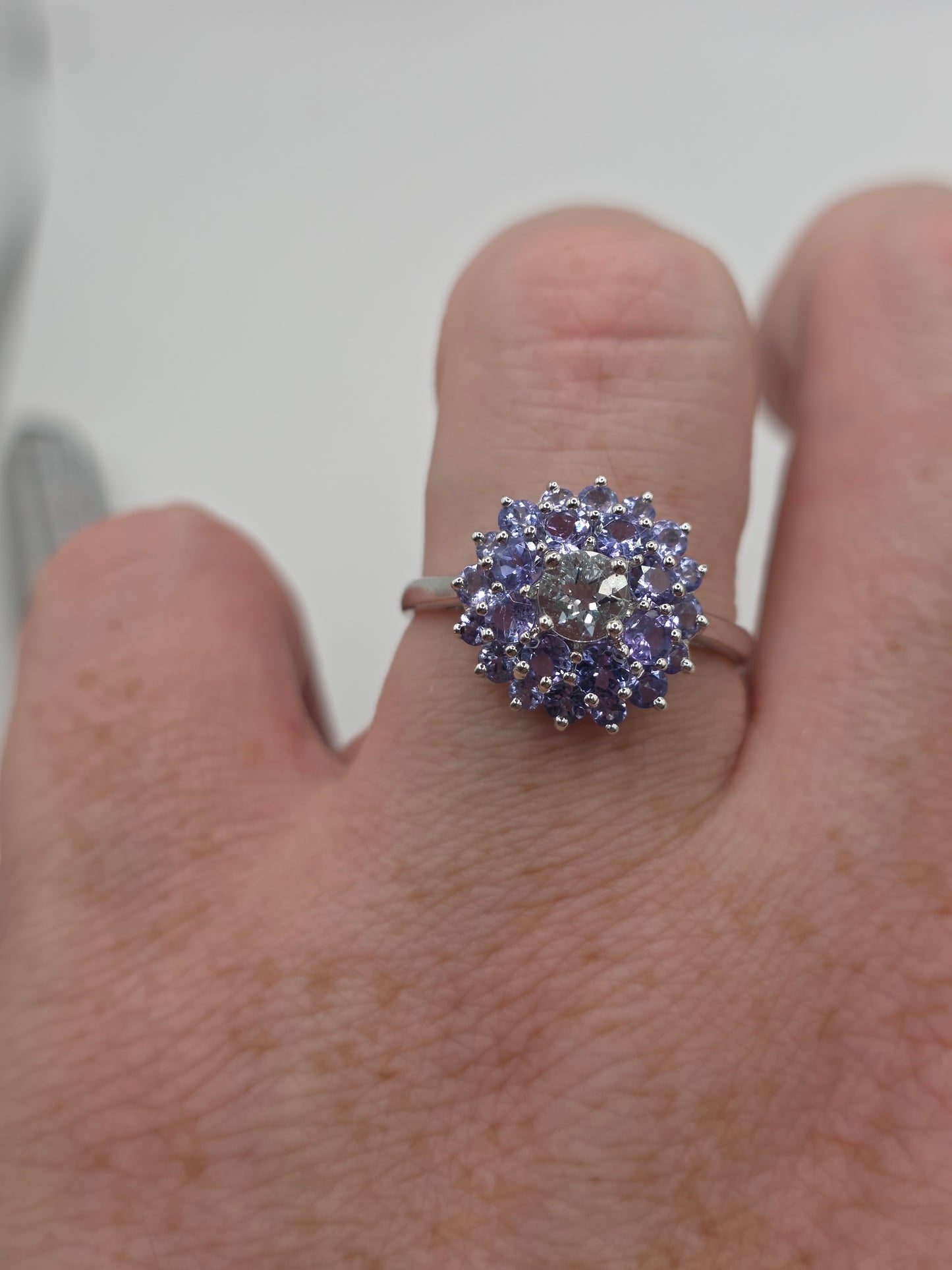 9ct white gold aquamarine a d tanzanite ring