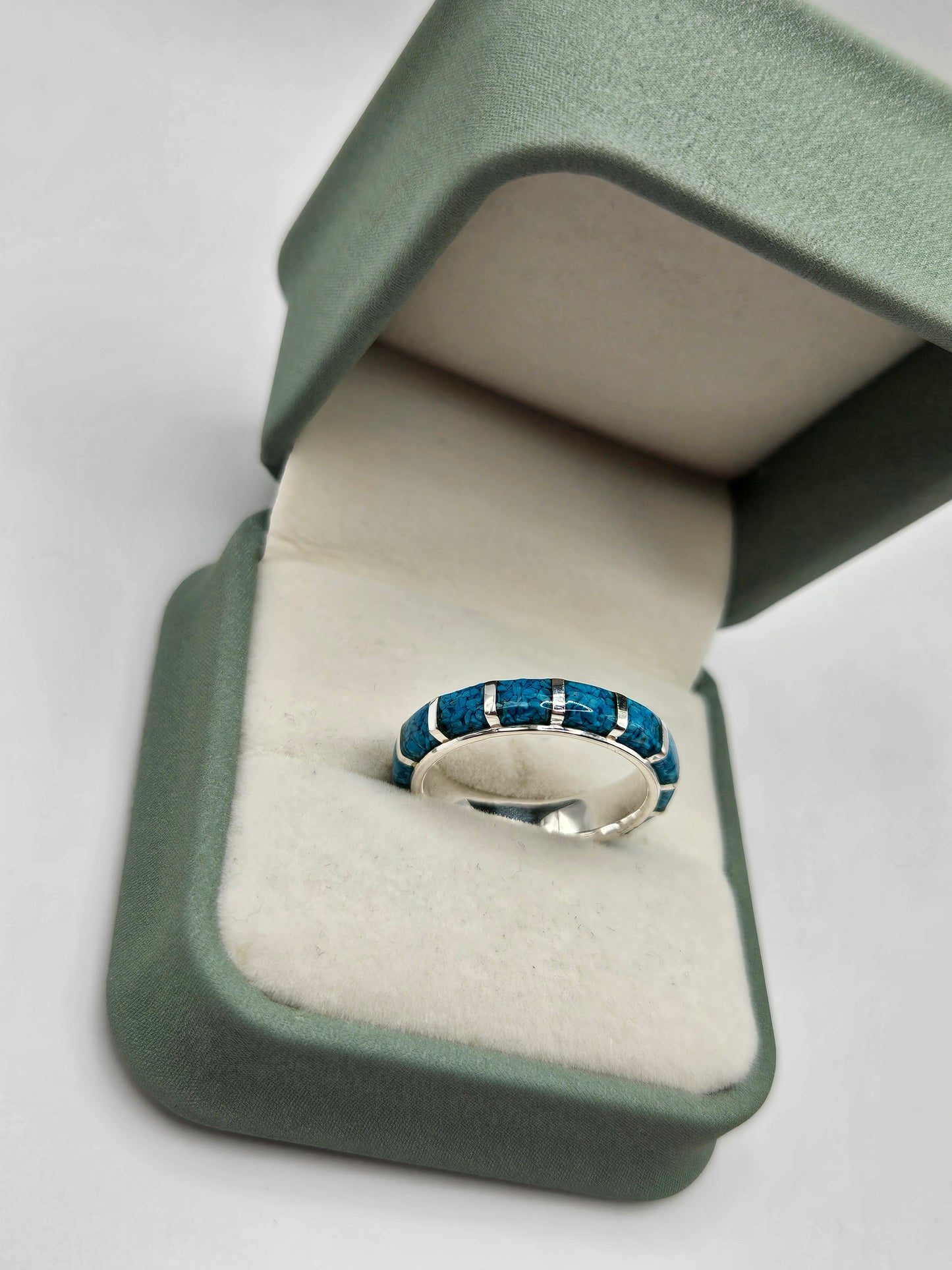 Silver turquoise eternity ring