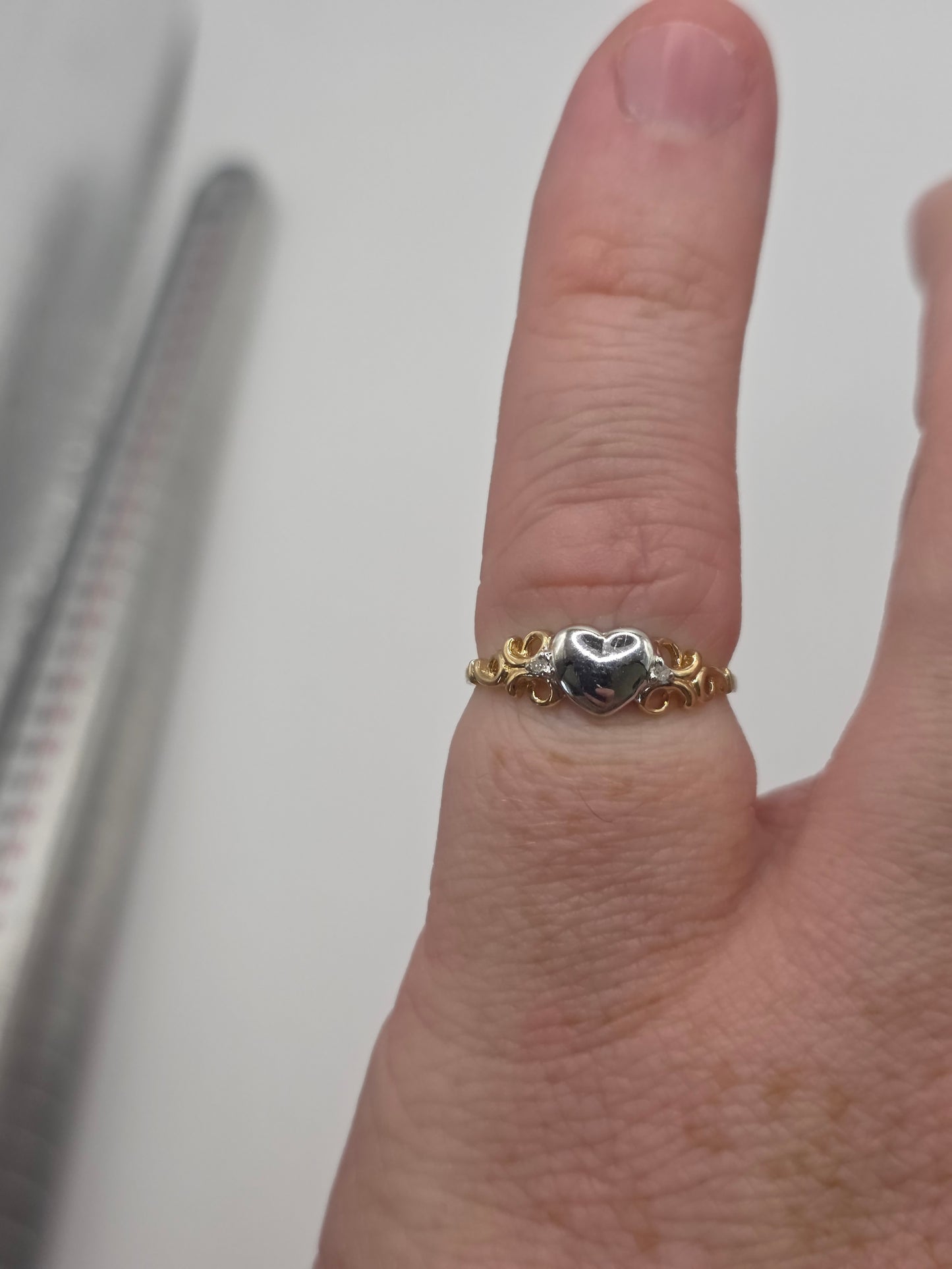 9ct two tone gold diamond heart ring