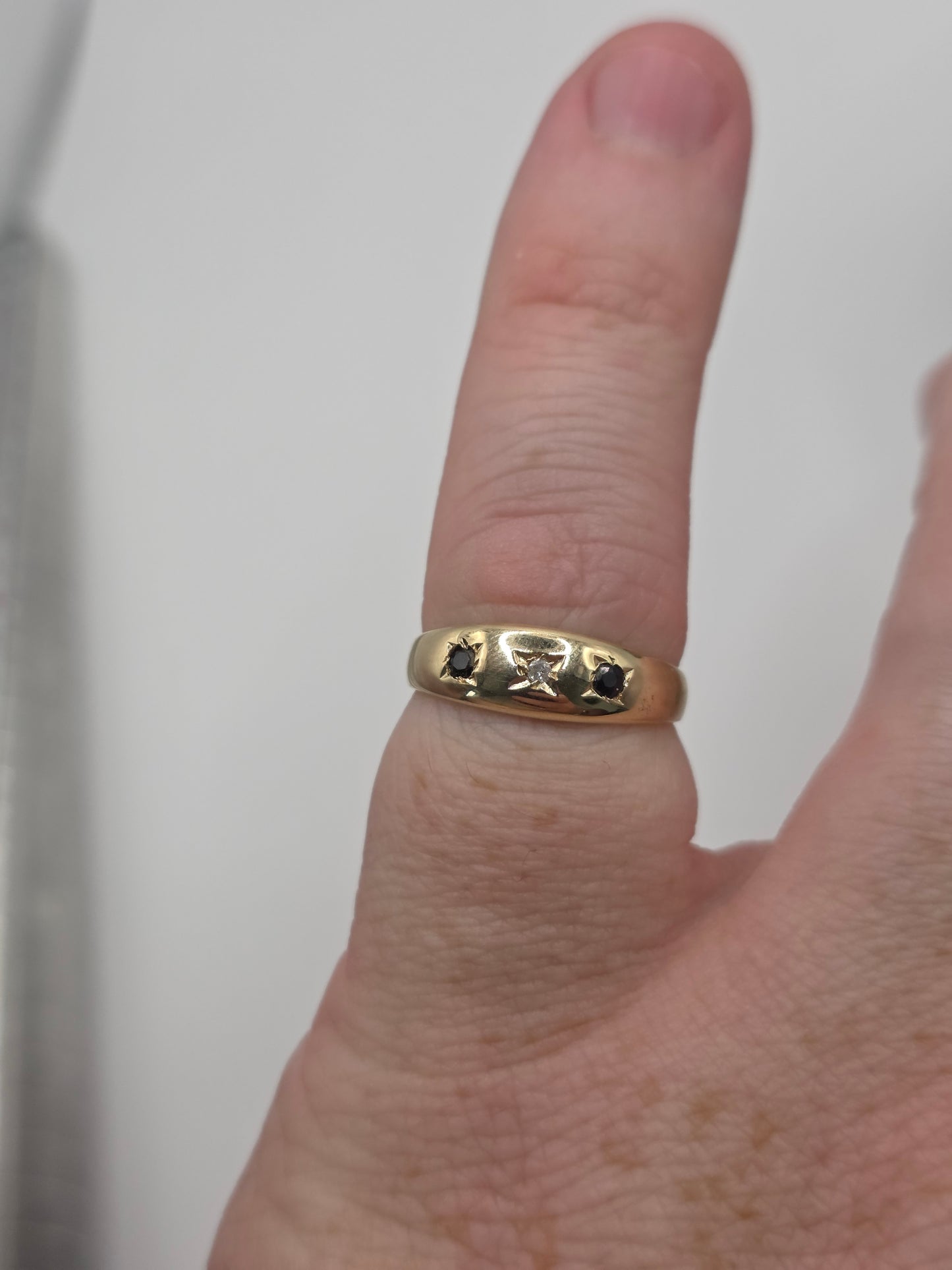 9ct gold sapphire and diamond gypsy ring