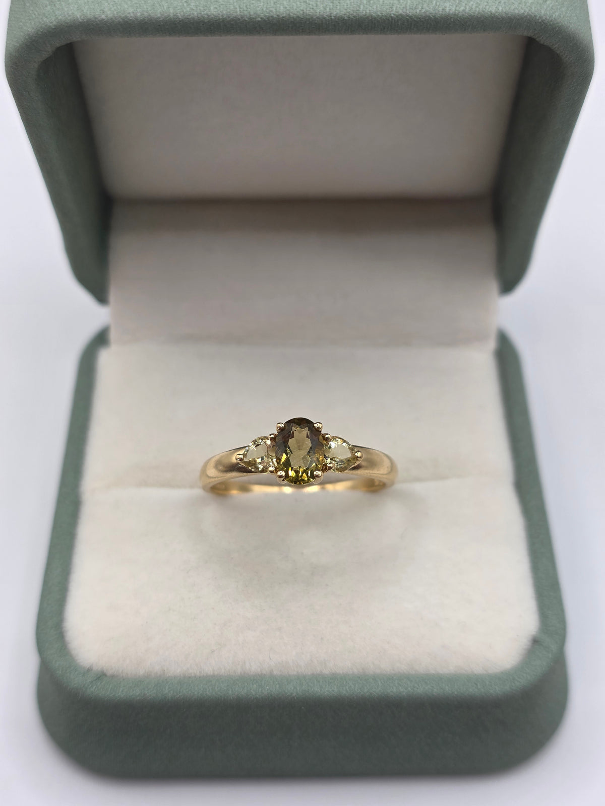 9ct gold peridot and citrine ring
