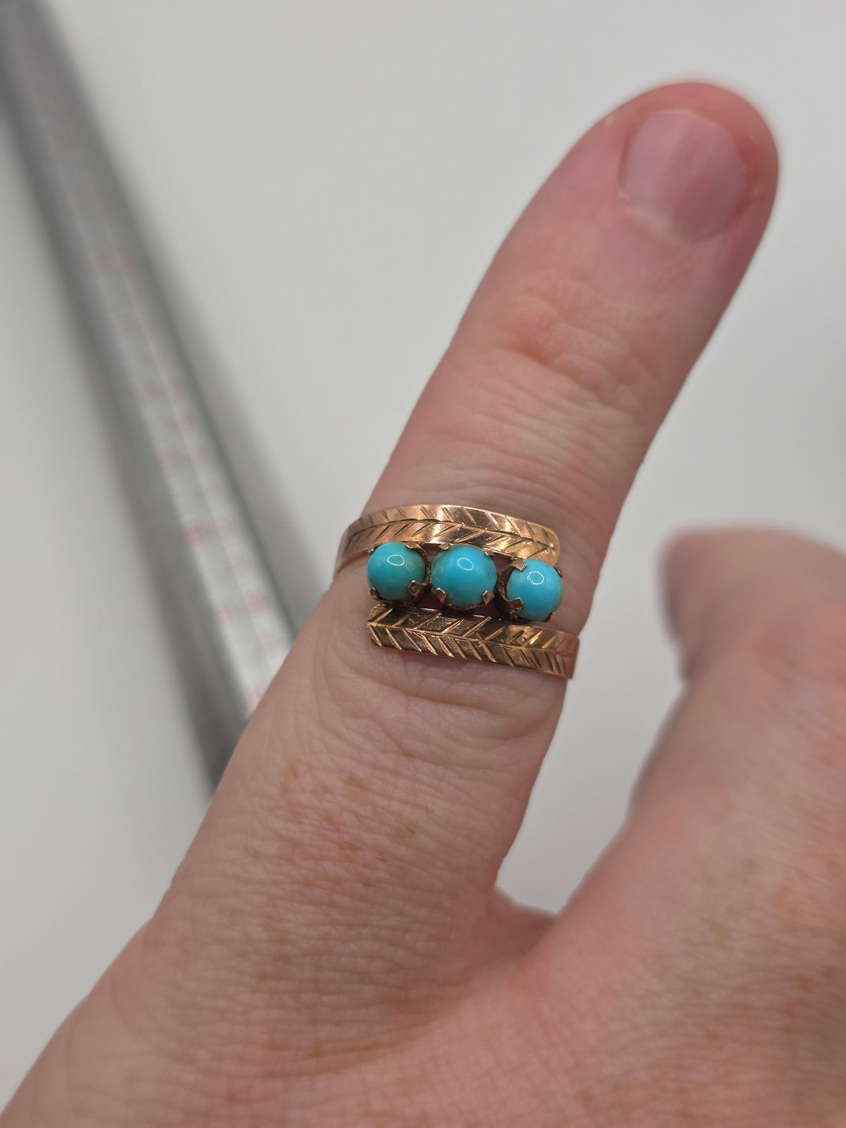 9ct rose gold turquoise ring
