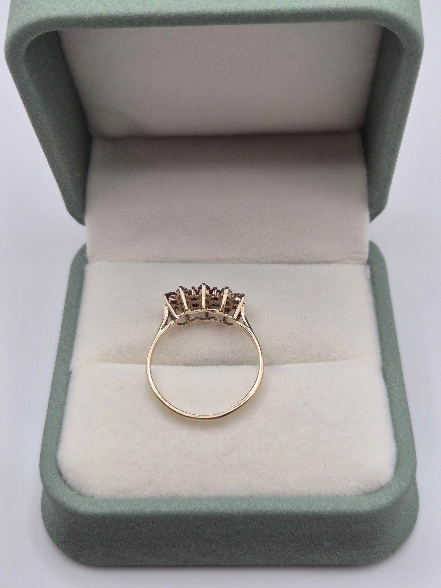 9ct gold ruby and cz ring