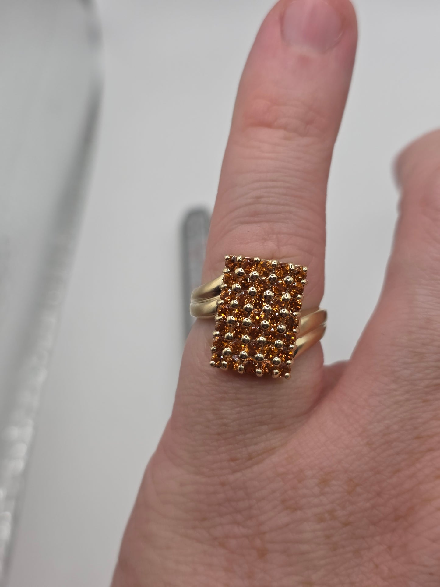 9ct gold orange tourmaline ring