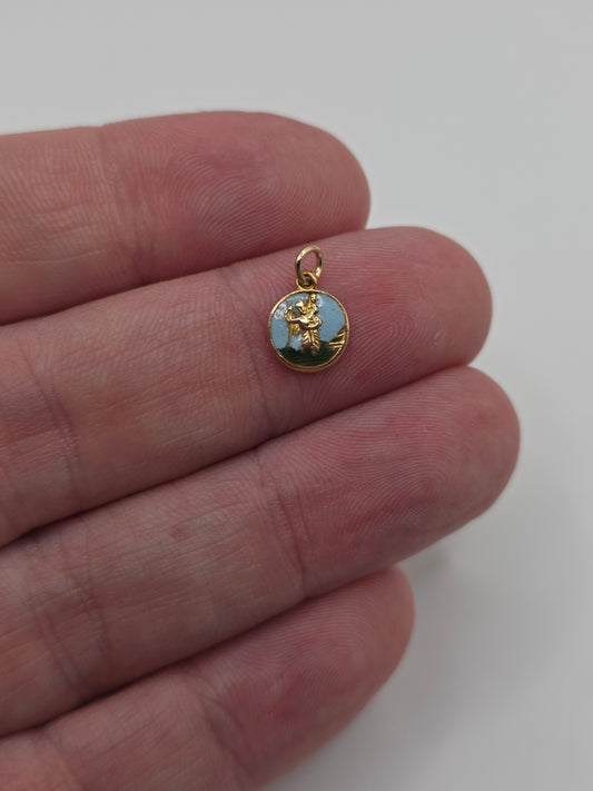 9ct gold enamel st christopher charm
