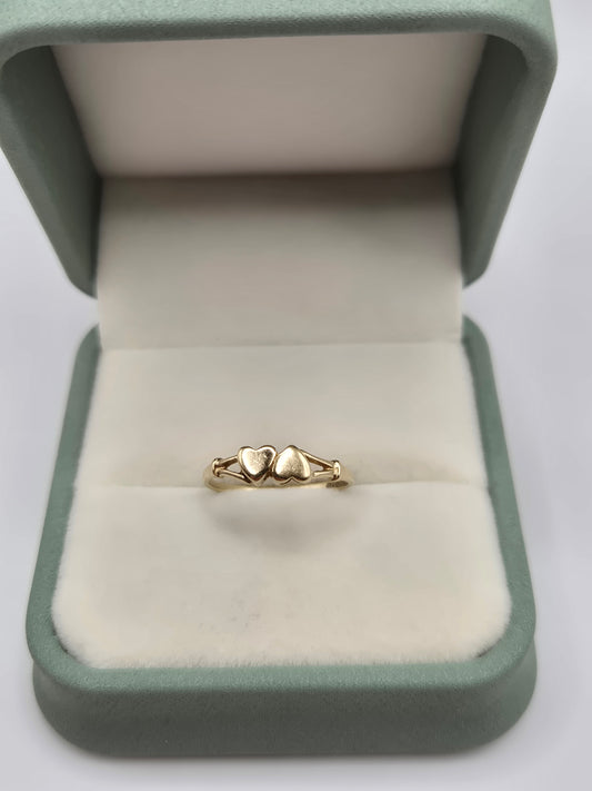 9ct gold double heart ring