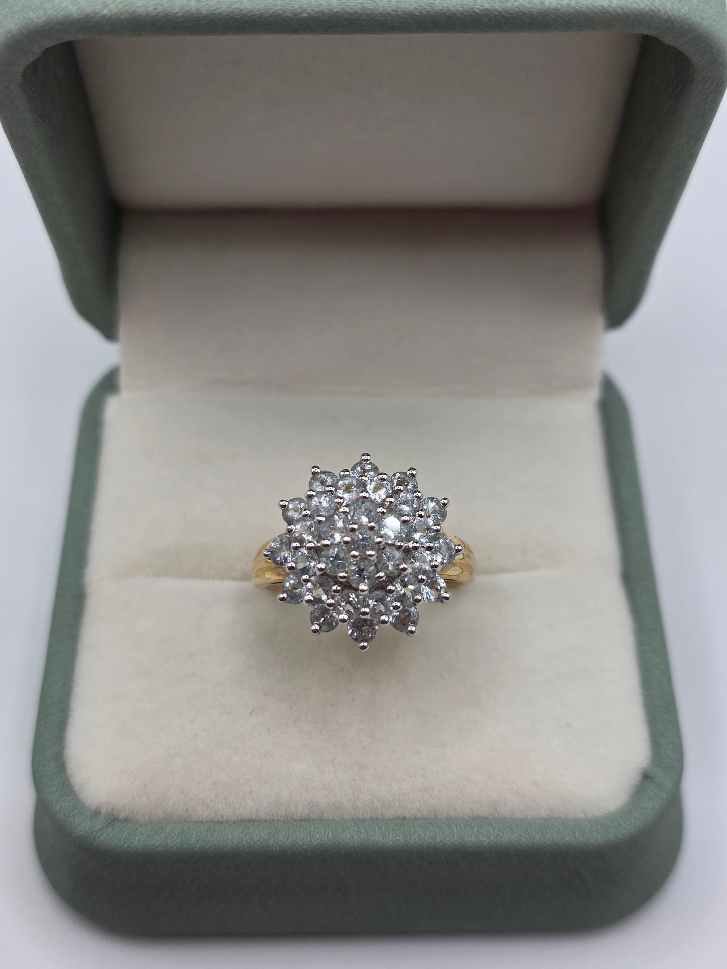 9ct gold aquamarine cluster ring