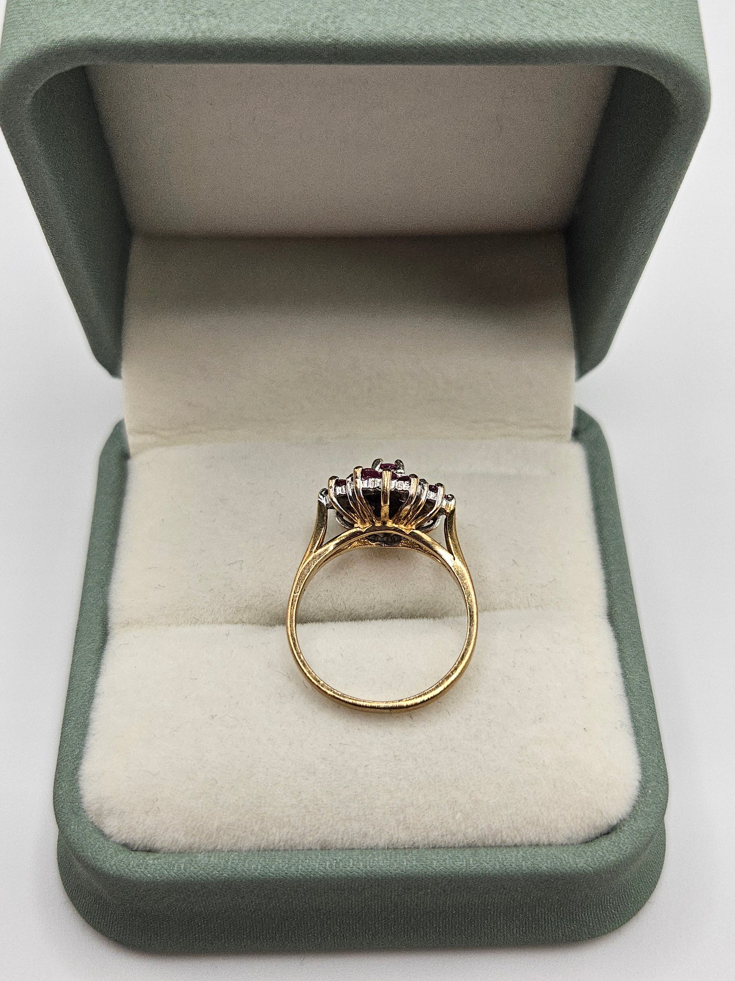 9ct gold ruby and diamond ring