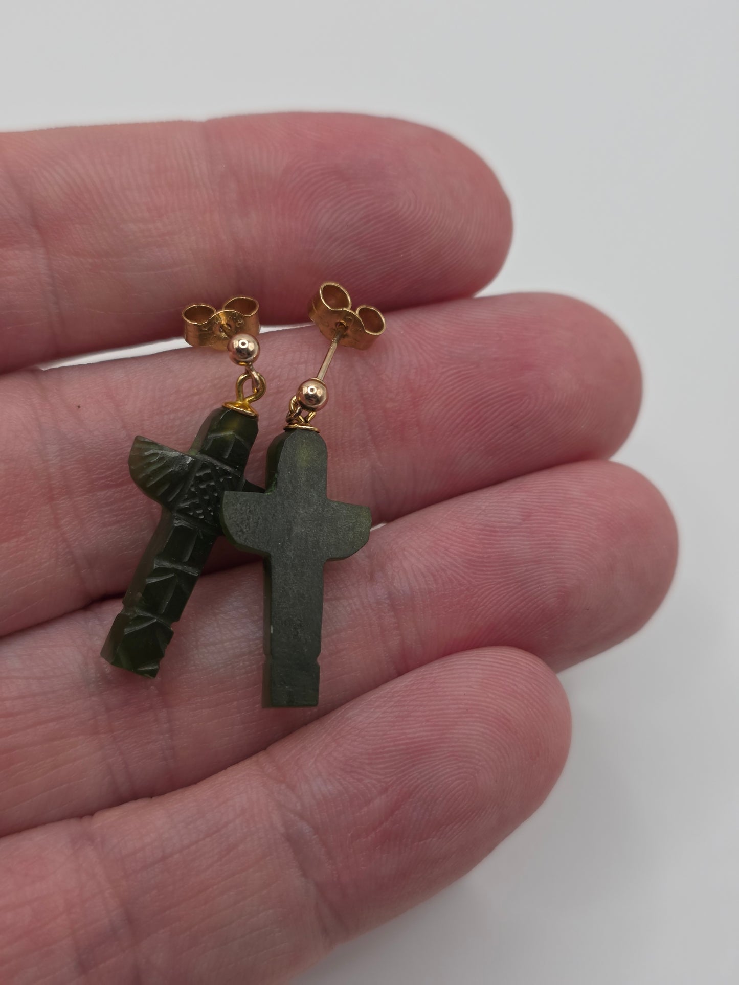 9ct gold jade earrings