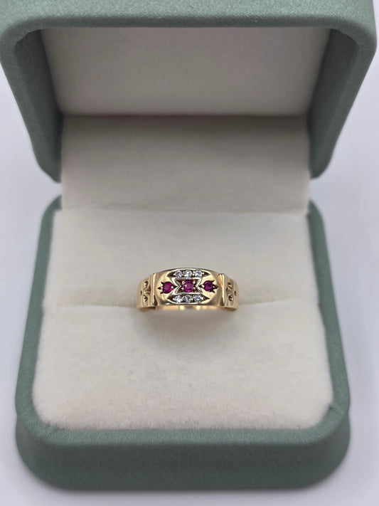 9ct gold ruby and diamond ring