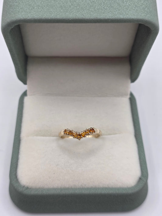 9ct gold citrine wishbone ring