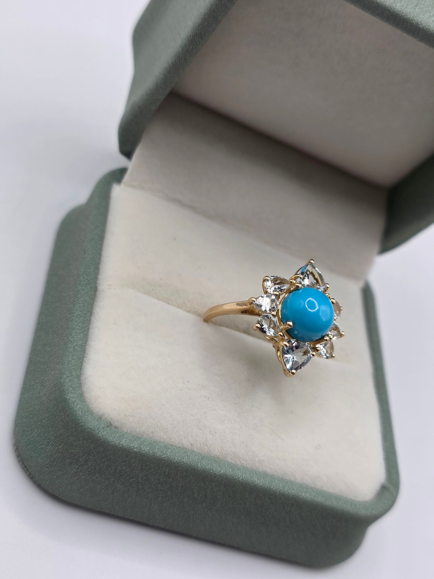 9ct gold turquoise and aquamarine ring