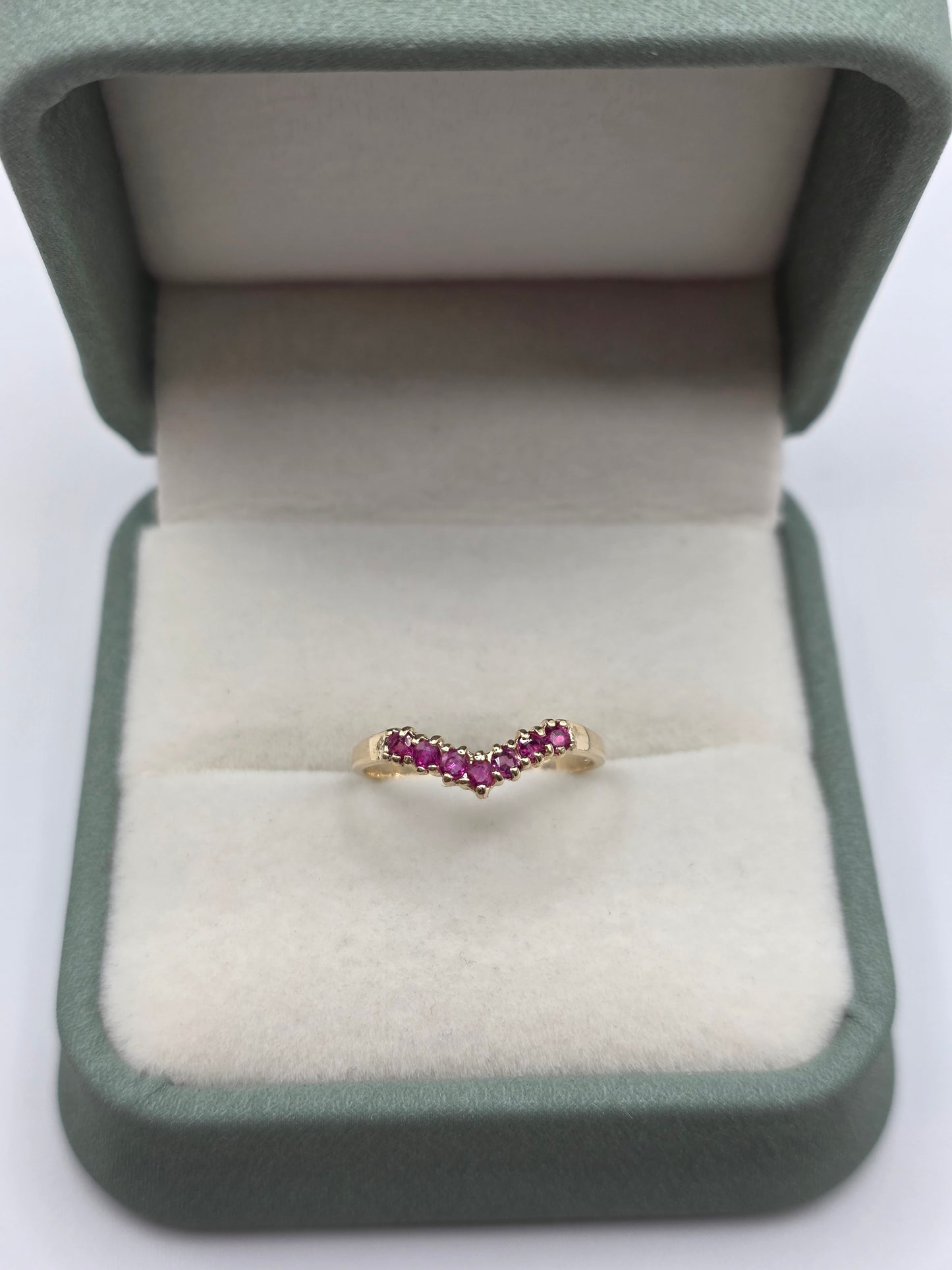 9ct gold ruby wishbone ring
