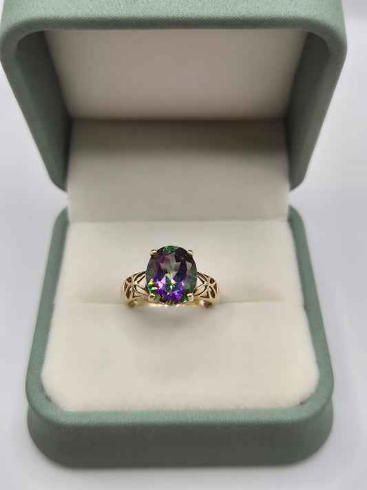 9ct gold mystic topaz ring