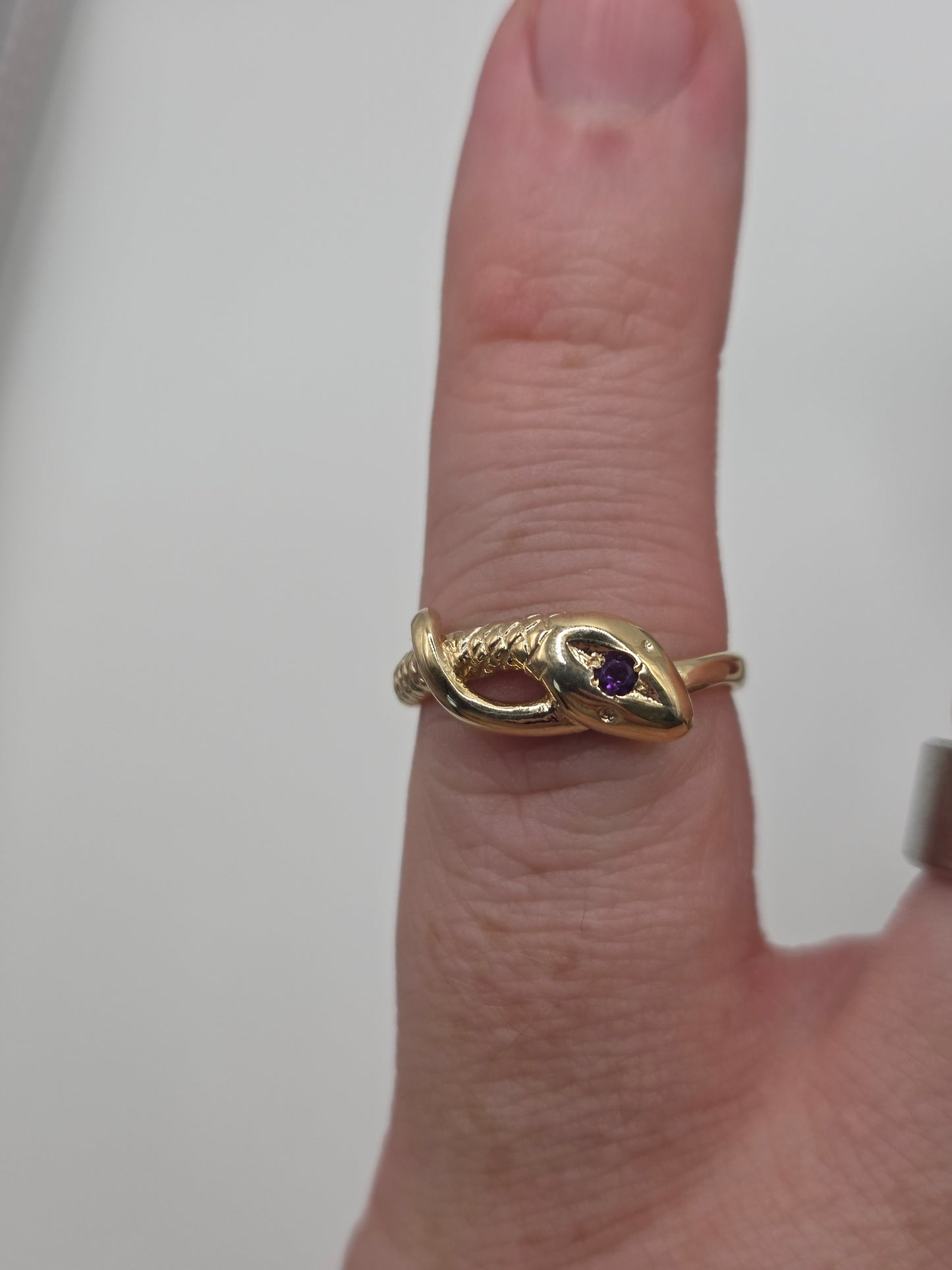 9ct gold amethyst snake ring