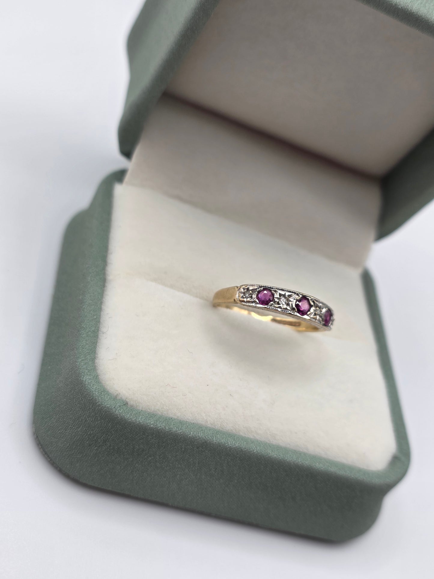 9ct gold ruby and diamond ring