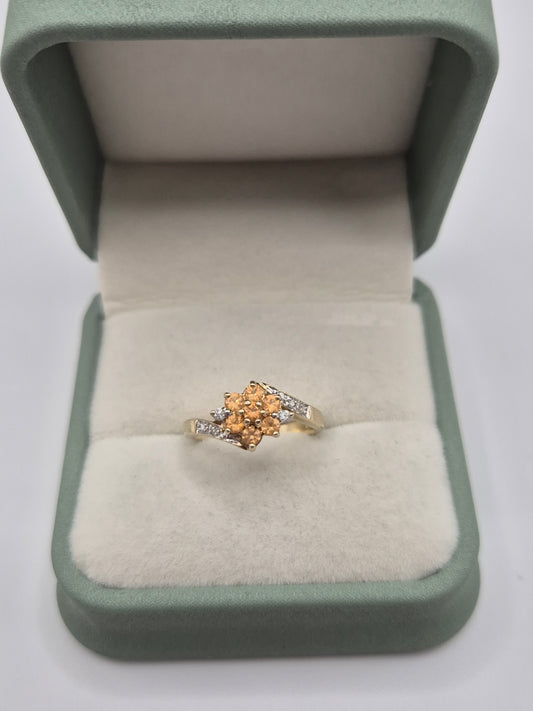 9ct gold citrine and diamond ring